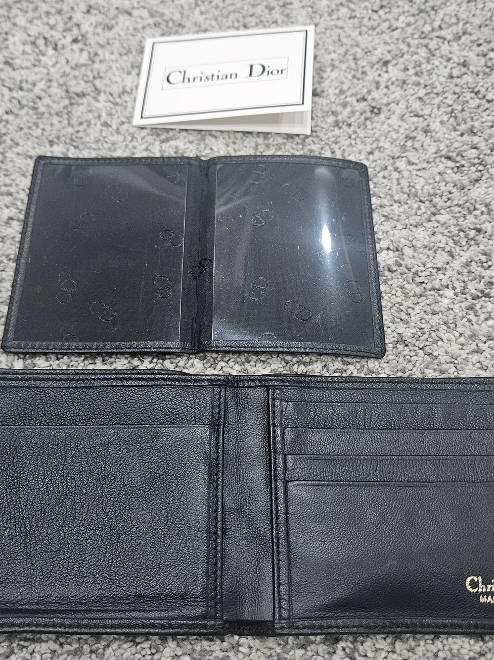 Dior Black Leather Bi-Fold Wallet with Card Slots